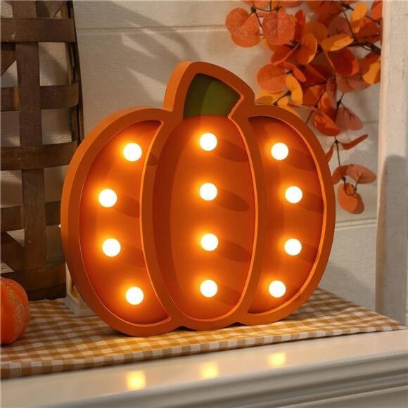 Fall Decor-Fall Decorations for Home-Light Up Wooden Pumpkins- Handmade Pumpkins - Picture 2 of 7